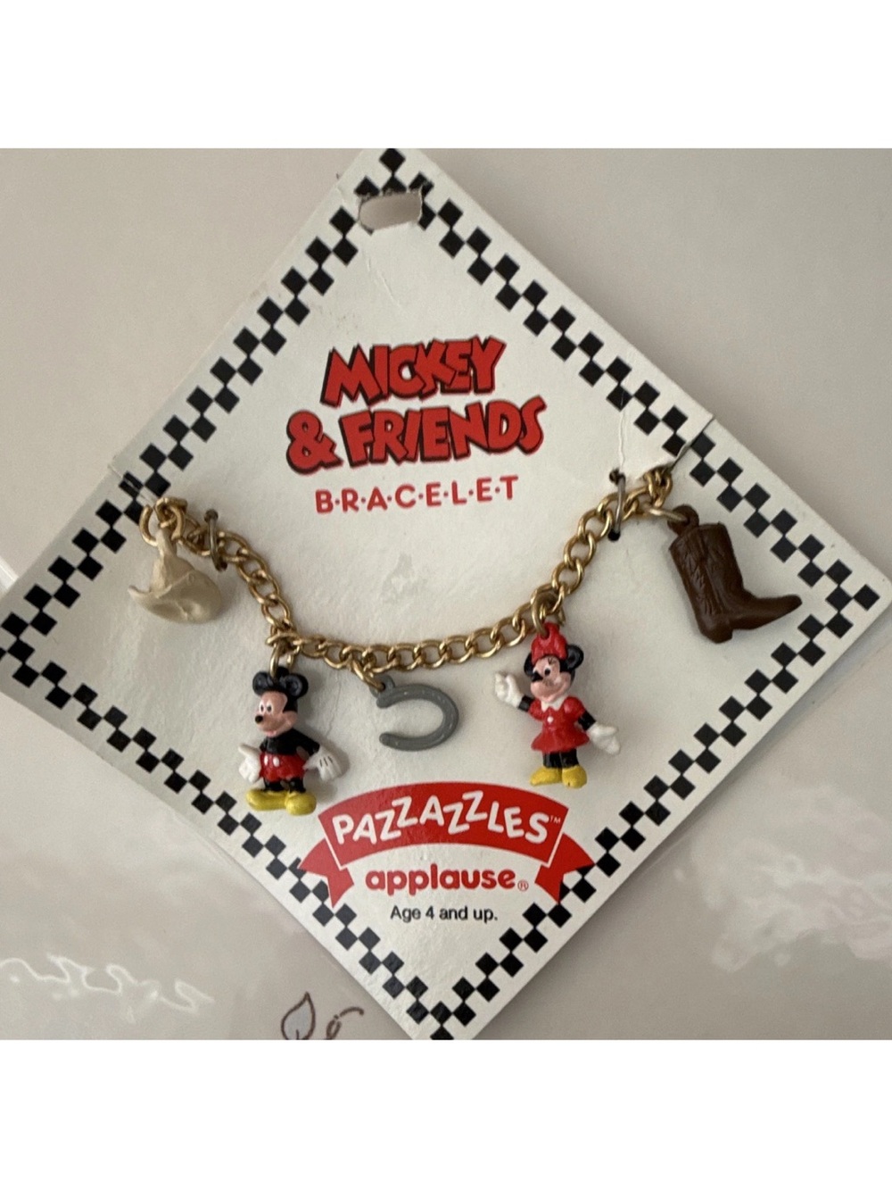 Mickey & Friends Gold Charm Bracelet with Red Mickey and Minnie Charms